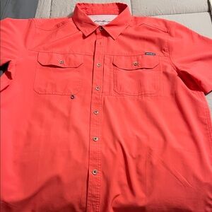 Eddie Bauer Men's Bright Coral Button-Down Shirt